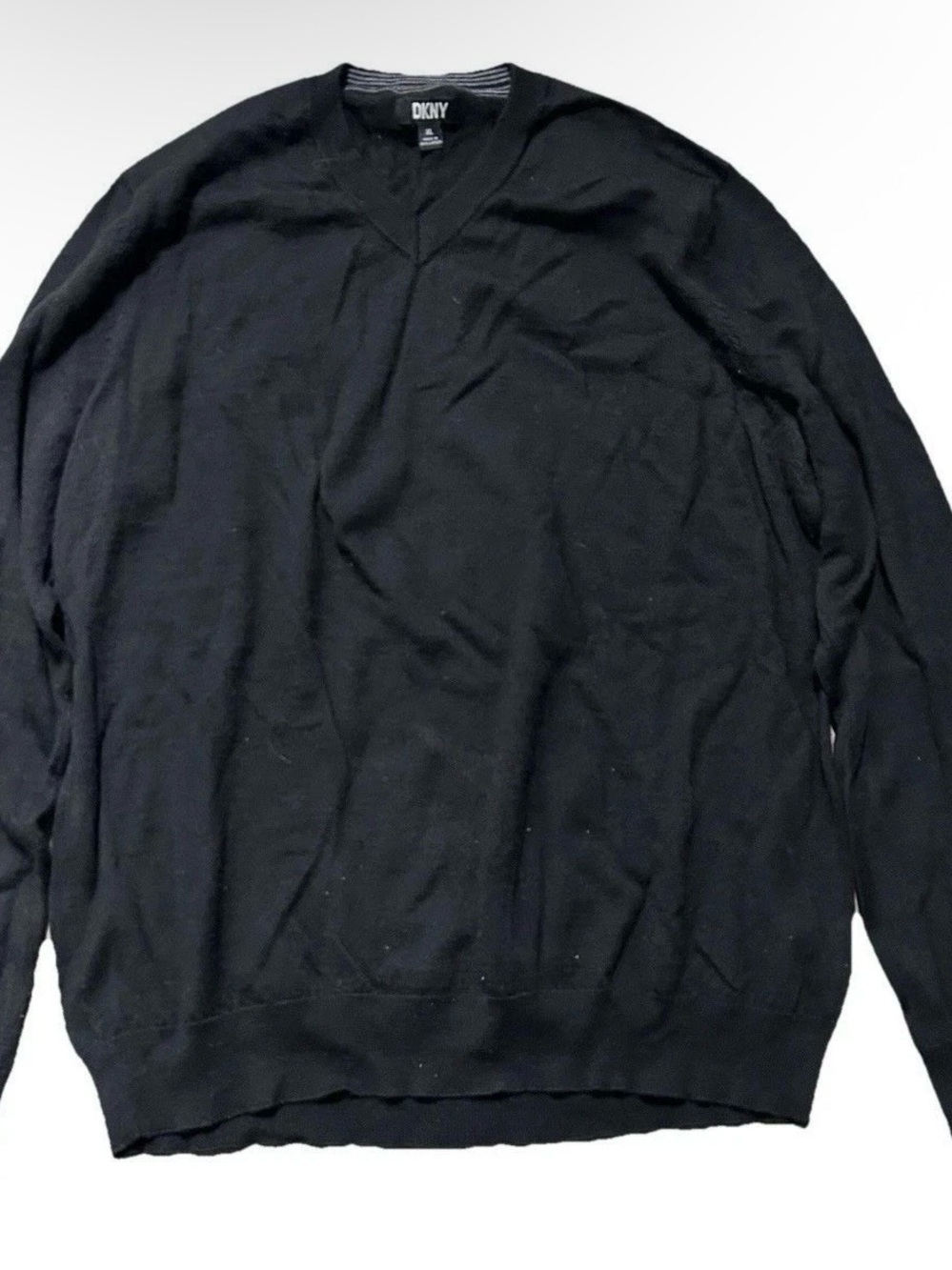 Men’s DKNY Black V Neck Lightweight Sweater Size XL
